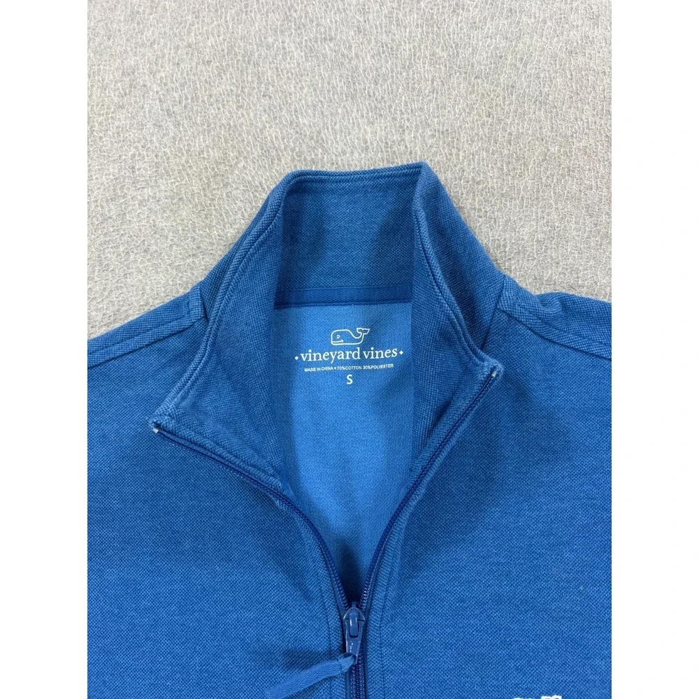 Vineyard Vines‎ Classic Whale 1/4 Zip Cotton Blend Sweater (Men's Small) Blue